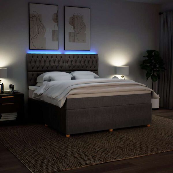 vidaXL Ł&oacute;żko kontynentalne z materacem, taupe, tkanina, 180x200 cm