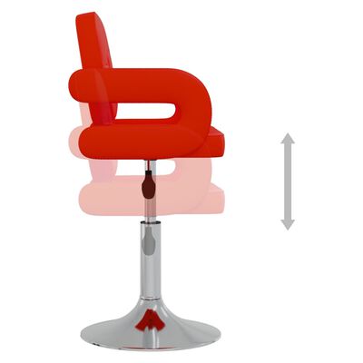 vidaXL Obrotowe krzesło stołowe, czerwone, obite sztuczną skórą
