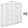 vidaXL Kosze gabionowe, 9 szt, 200x30x180/200 cm, galwanizowane żelazo