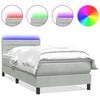 vidaXL Ł&oacute;żko kontynentalne z materacem i LED, jasnoszare, 80x210 cm