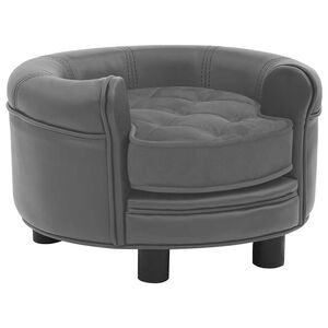 vidaXL Sofa dla psa, szara, 48x48x32 cm, plusz i sztuczna sk&oacute;ra
