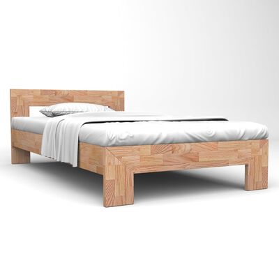 vidaXL Rama łóżka z litego drewna dębowego, 140 x 200 cm