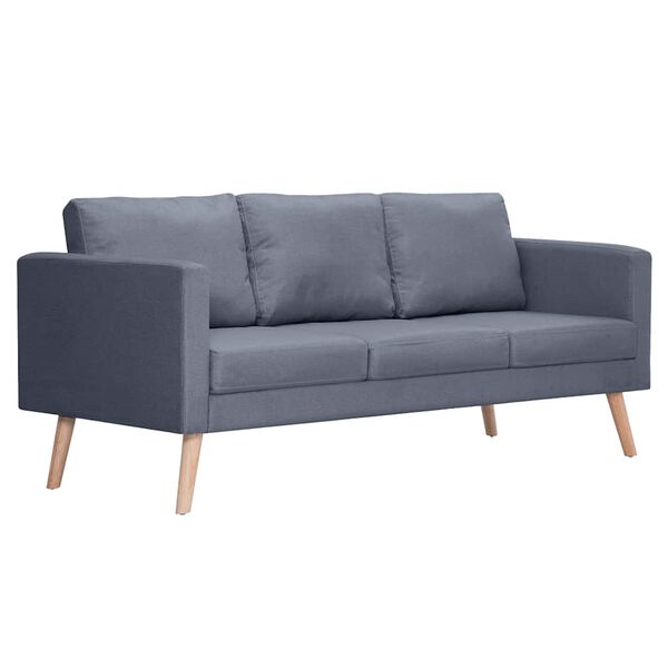 vidaXL Sofa 3-osobowa, materiałowa, ciemnoszara