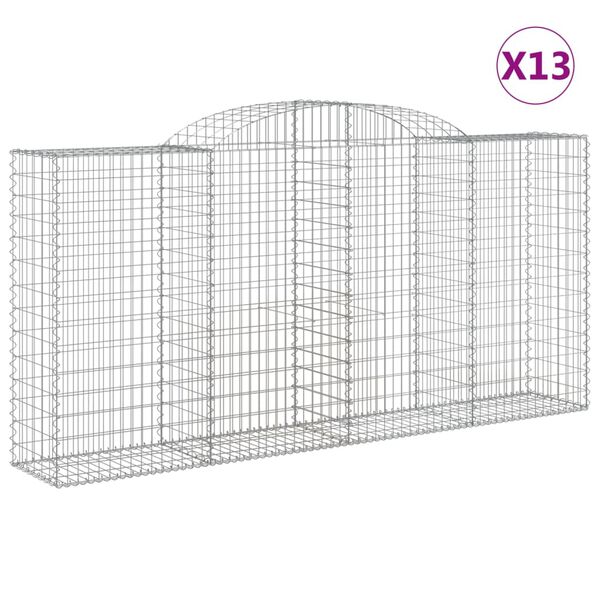 vidaXL Kosze gabionowe, 13 szt, 300x50x140/160cm, galwanizowane żelazo