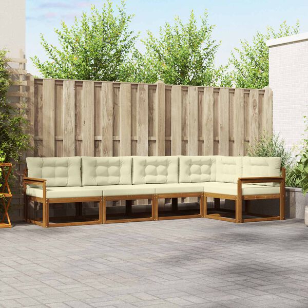 vidaXL Zestaw sof na zewnątrz z poduszką 5 pcs Naturalny i Kremowy