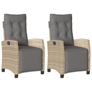 vidaXL Rozkładane fotele ogrodowe z podn&oacute;żkiem, 2 szt., mieszany beż