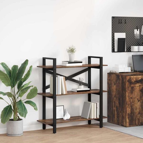 vidaXL P&oacute;łka na książki Dąb wędzony 100 x 33,5 x 102 cm