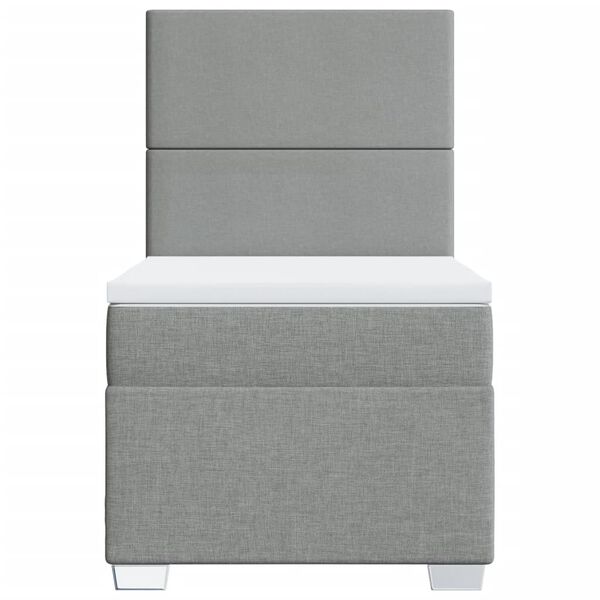 vidaXL Ł&oacute;żko kontynentalne z materacem, jasnoszare, tkanina, 100x200cm