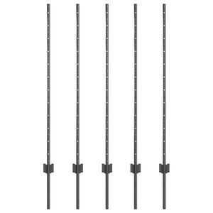 vidaXL Słupek ogrodzeniowy. 5 pcs Szary 120 cm Stal