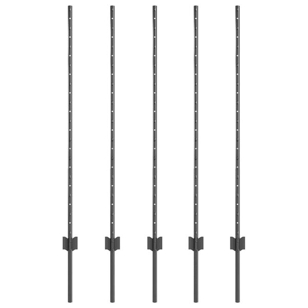 vidaXL Słupek ogrodzeniowy. 5 pcs Szary 120 cm Stal