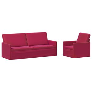 vidaXL Zestaw Sof 2 pcs Czerwone wino Welur