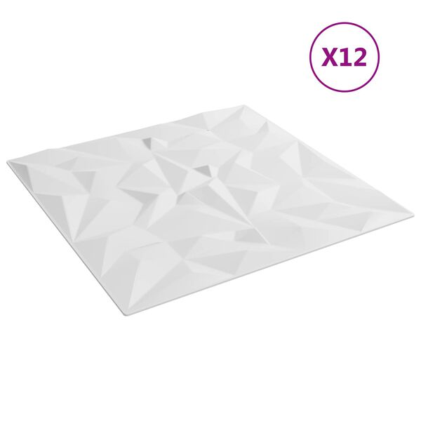 vidaXL Panele ścienne 12 pcs Biały 50 x 50 cm Pianka XPS