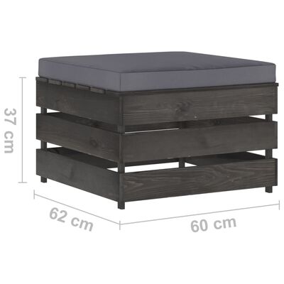 vidaXL Modułowy stołek z poduszką, impregnowane na szaro drewno