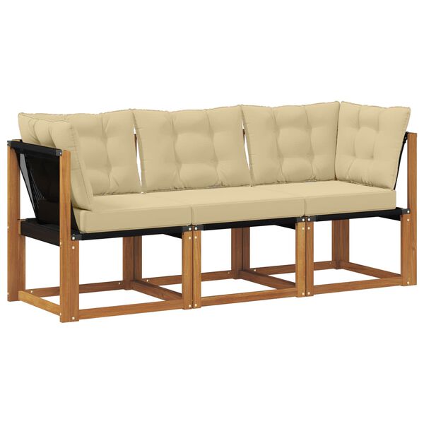 vidaXL Modułowa sofa na zewnątrz z poduszką 3 Sztuka Naturalny