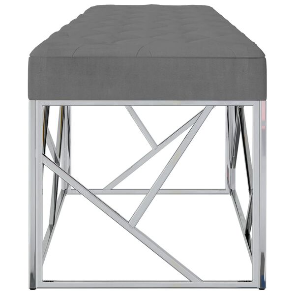 vidaXL Ławka, 97 cm, ciemnoszara, aksamitna tkanina i stal nierdzewna