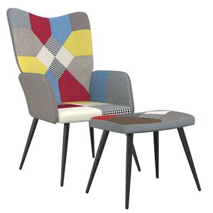 vidaXL Fotel z podn&oacute;żkiem, patchwork, obity tkaniną