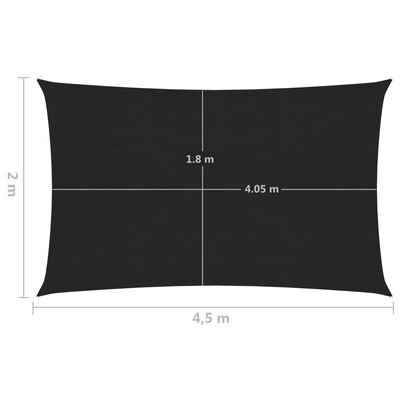 vidaXL Żagiel przeciwsłoneczny, 160 g/m², czarny, 2x4,5 m, HDPE