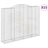 vidaXL Kosze gabionowe, 15 szt, 300x50x220/240cm, galwanizowane żelazo