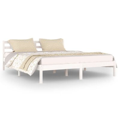 vidaXL Rama łóżka, lite drewno sosnowe, 160x200 cm, białe
