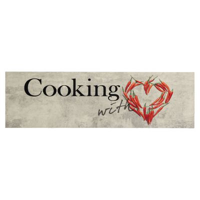 vidaXL Dywanik kuchenny, napis Cooking i papryczki, 45x150 cm, aksamit