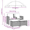 vidaXL 2-os. sofa ogrodowa z parasolem i stołkami, czarna, polirattan