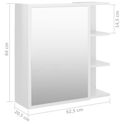 vidaXL Szafka z lustrem, wysoki połysk, biała, 62,5x20,5x64 cm