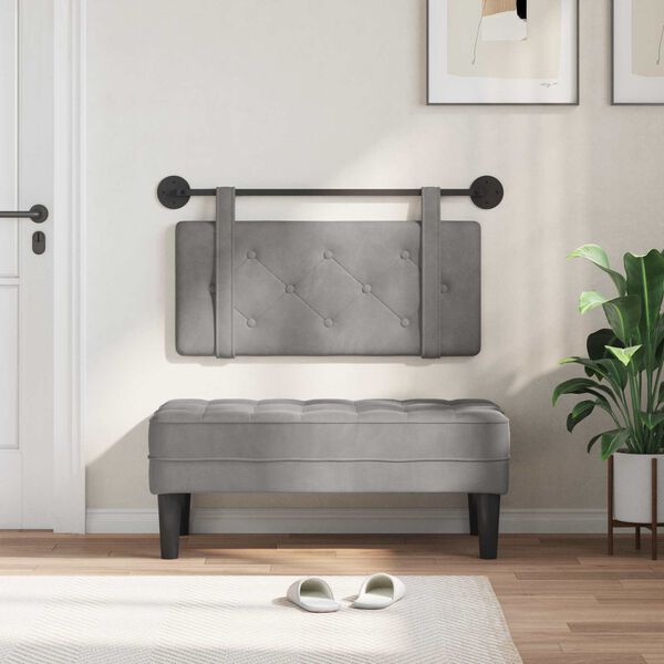 vidaXL Wisząca Głowa Jasnoszary 100 x 55 x 5 cm Aksamit