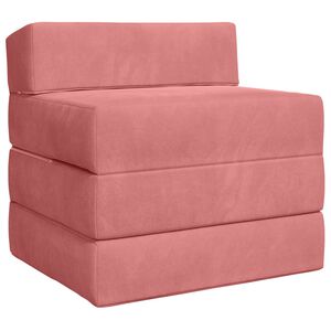 vidaXL Składana Sofa Ł&oacute;żko r&oacute;żowy 200 x 70 x 15 cm Welur
