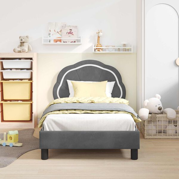 vidaXL Ł&oacute;żko Dziecięce z Ramą i Zagł&oacute;wkiem Ciemnoszary 80 x 160 cm