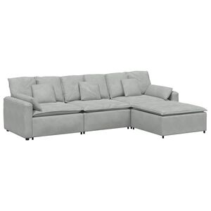 vidaXL Sofa modułowa z podn&oacute;żkiem i poduszkami, jasnoszara