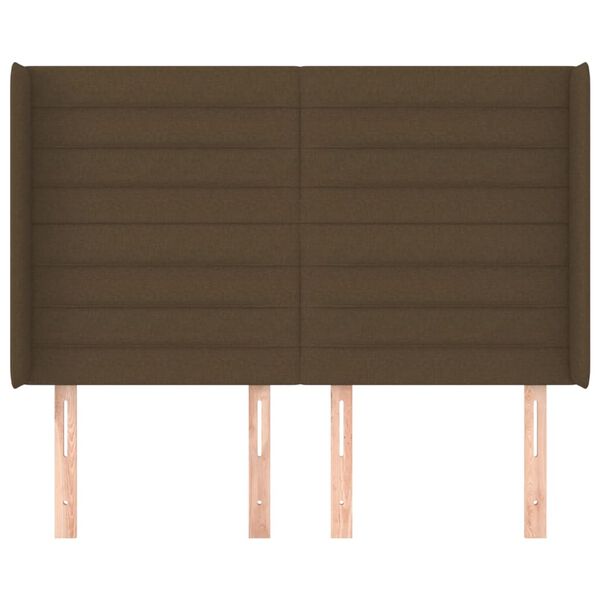 vidaXL Zagł&oacute;wek uszak, ciemnobrązowy, 147x16x118/128 cm, tkanina