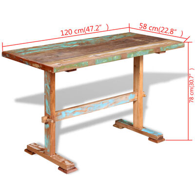 vidaXL Stół do jadalni z litego drewna odzyskanego, 120x58x78 cm