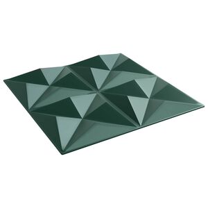 vidaXL Panele ścienne 12 pcs Zielone origami 50 x 50 cm Pianka XPS