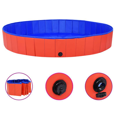 vidaXL Składany basen dla psa, czerwony, 200x30 cm, PVC