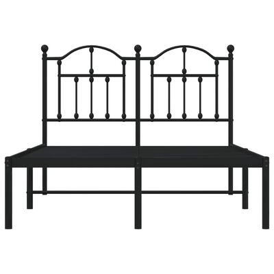 vidaXL Metalowa rama łóżka z wezgłowiem, czarna, 120x190 cm