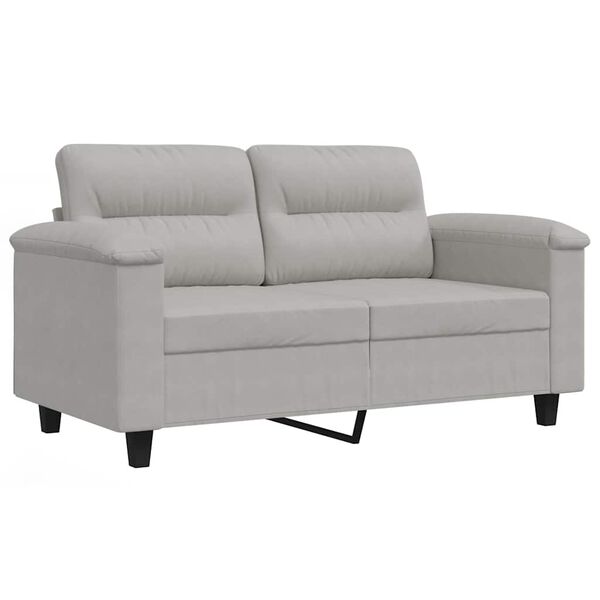 vidaXL Sofa 2-osobowa, jasnoszara, 120 cm, tapicerowana mikrofibrą