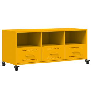 vidaXL Szafka RTV, musztardowa, 100,5x39x43,5 cm, stal