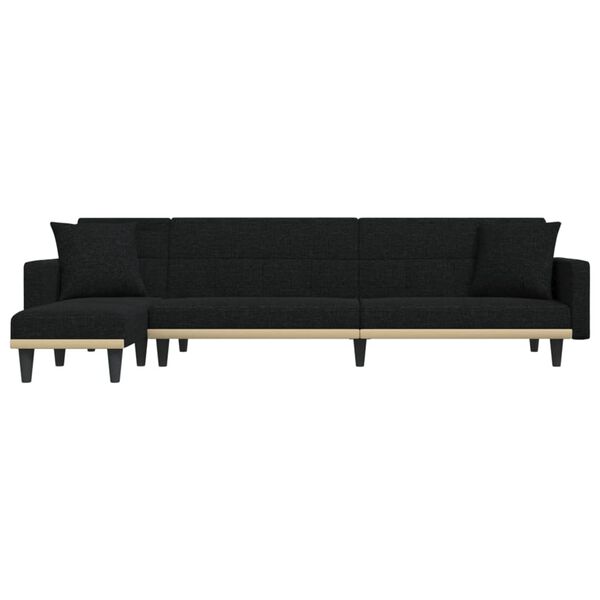 vidaXL Sofa rozkładana L, czarna, 275x140x70 cm, tkanina