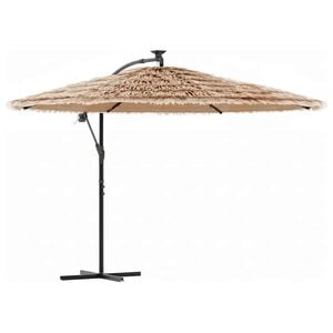 vidaXL Parasol ogrodowy z LED, stalowy słupek, brązowy, 246x246x230 cm