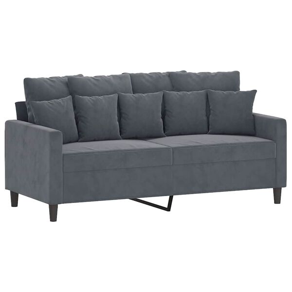 vidaXL Sofa 2-osobowa, ciemnoszary, 140 cm, tapicerowana aksamitem