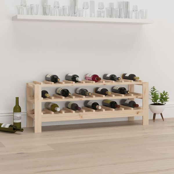 vidaXL Stojak na wino, 109,5x30x42 cm, lite drewno sosnowe
