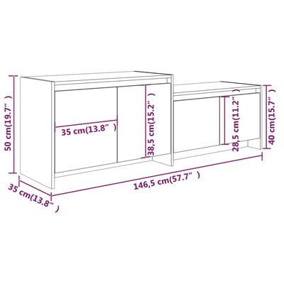 vidaXL Szafka pod TV, wysoki połysk, biała, 146,5x35x50 cm, płyta