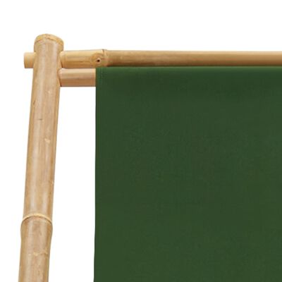 vidaXL Leżak z bambusa i zielonego płótna
