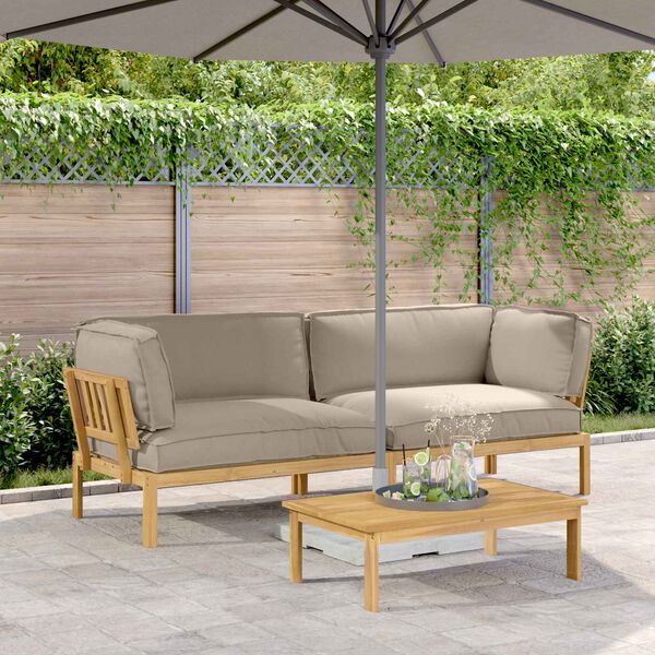 vidaXL Zestaw Sof z poduszką 2 pcs Ciemnoszary Lite Drewno Akacji