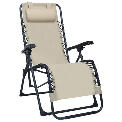vidaXL Składane krzesła tarasowe, 2 szt., kremowe, tworzywo textilene
