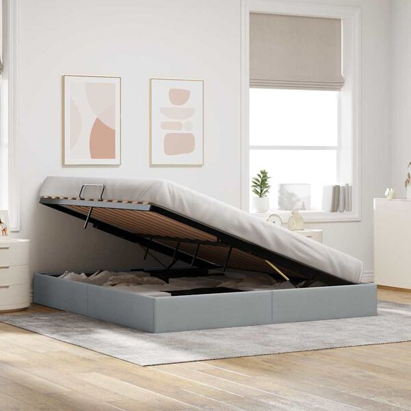 vidaXL Ł&oacute;żko z miejscem do przechowywania Jasnoszary 160 x 200 cm