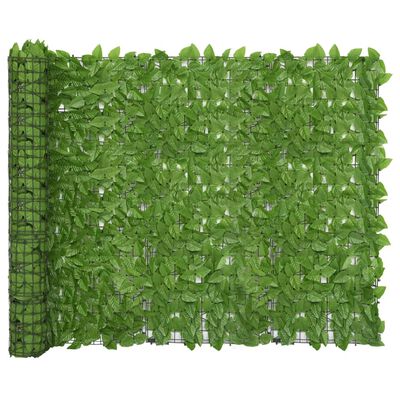 vidaXL Parawan balkonowy, zielone liście, 600x150 cm