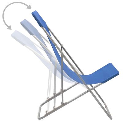 vidaXL Krzesła plażowe, 2 szt., stal i tkanina Oxford, niebieskie