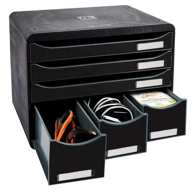 Exacompta Organizer na biurko Maxi z 6 szufladami, czarny z połyskiem