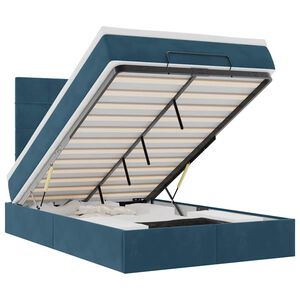 vidaXL Rama ł&oacute;żka otomana z materacami, niebieska, 120x200 cm, aksamit